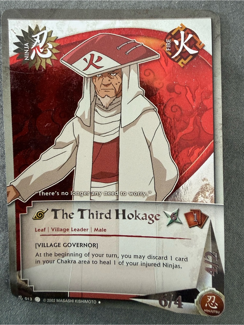 Naruto The Third Hokage Game Card - Red & White Artwork 2002